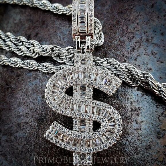 Baguette Money Sign Necklace  - Picture 2 of 3